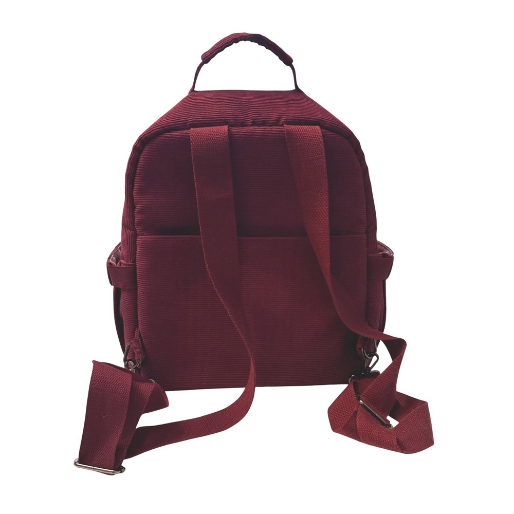 Rad Rev Burgundy Corduroy Backpack Lightning Bolt Lining Mini Diaper Bag Travel - Picture 3 of 12